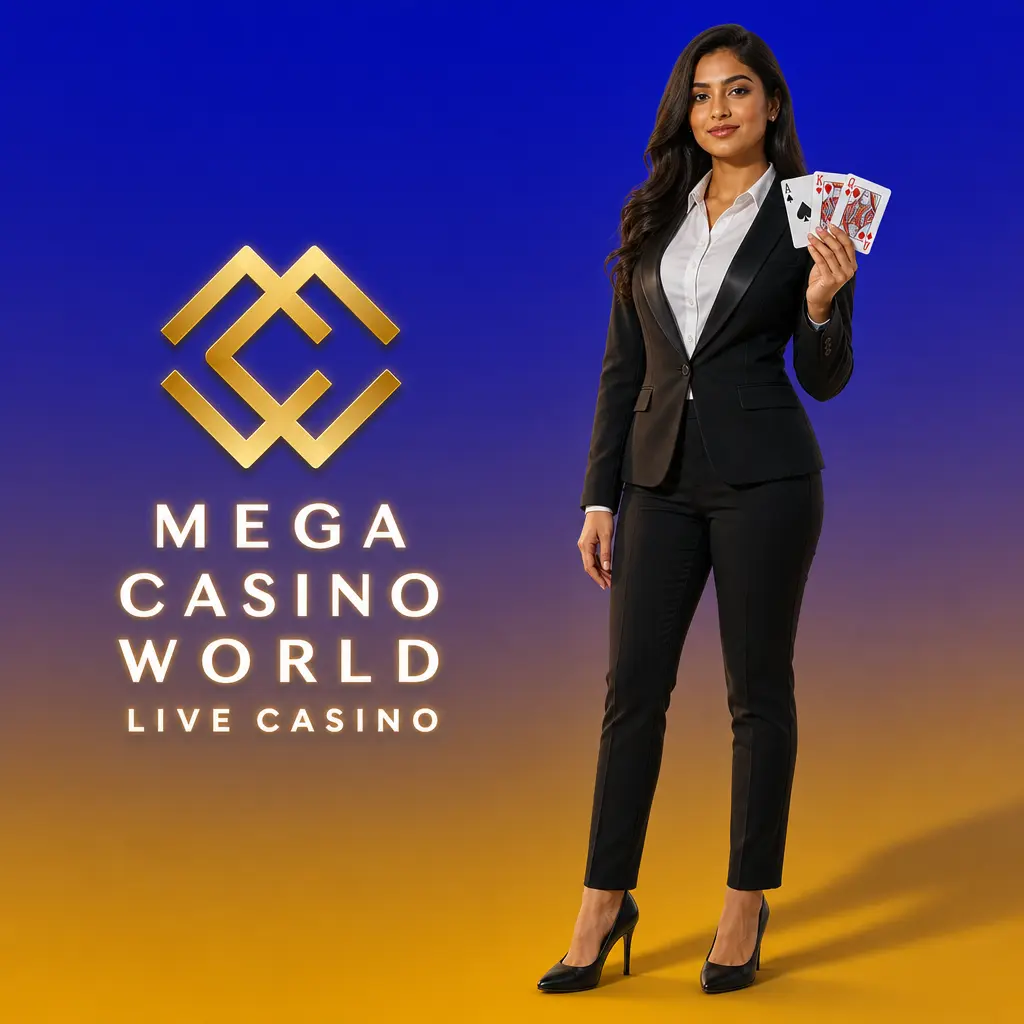 Live dealer running a Mega Casino World live casino table